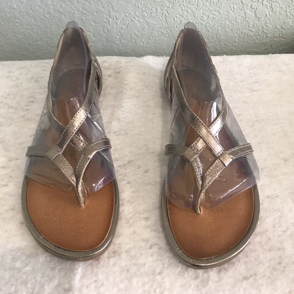 Seychelles silver/bronze sandal flat